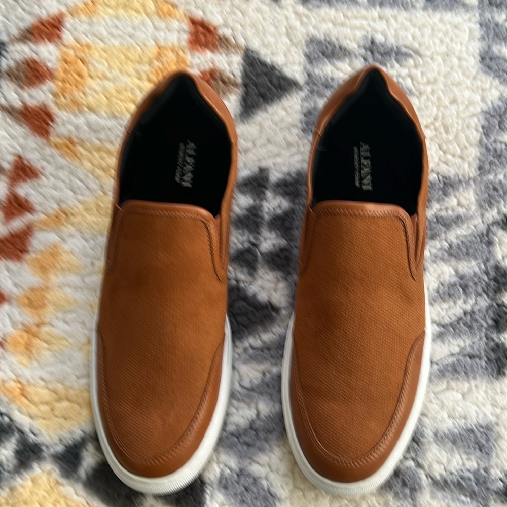 Men’s size 10.5 Alfani tan Spencer slip on shoes.